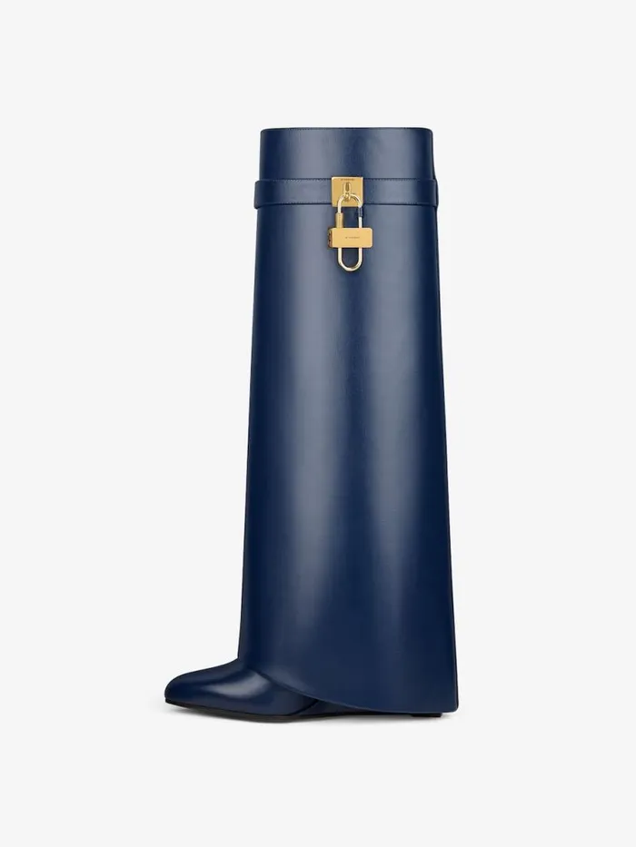 Shark Lock Boots In Leather Petrol Blue Women Givenchy Shark Lock
