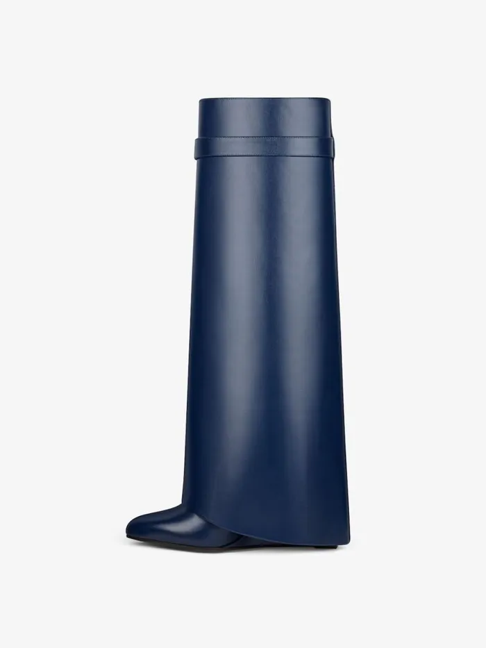 Shark Lock Boots In Leather Petrol Blue Women Givenchy Shark Lock