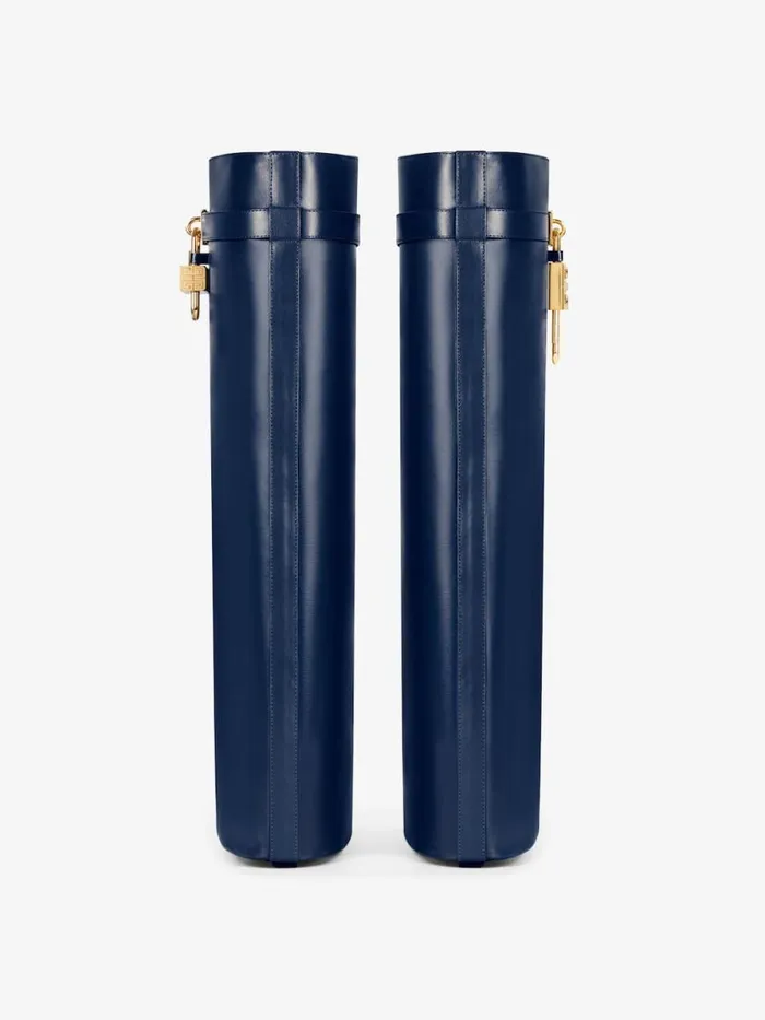 Shark Lock Boots In Leather Petrol Blue Women Givenchy Shark Lock