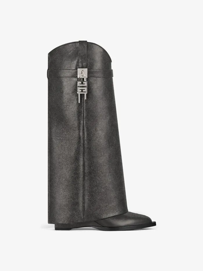 Shark Lock Cowboy Boots In Aged Leather Black Women Givenchy Shark Lock