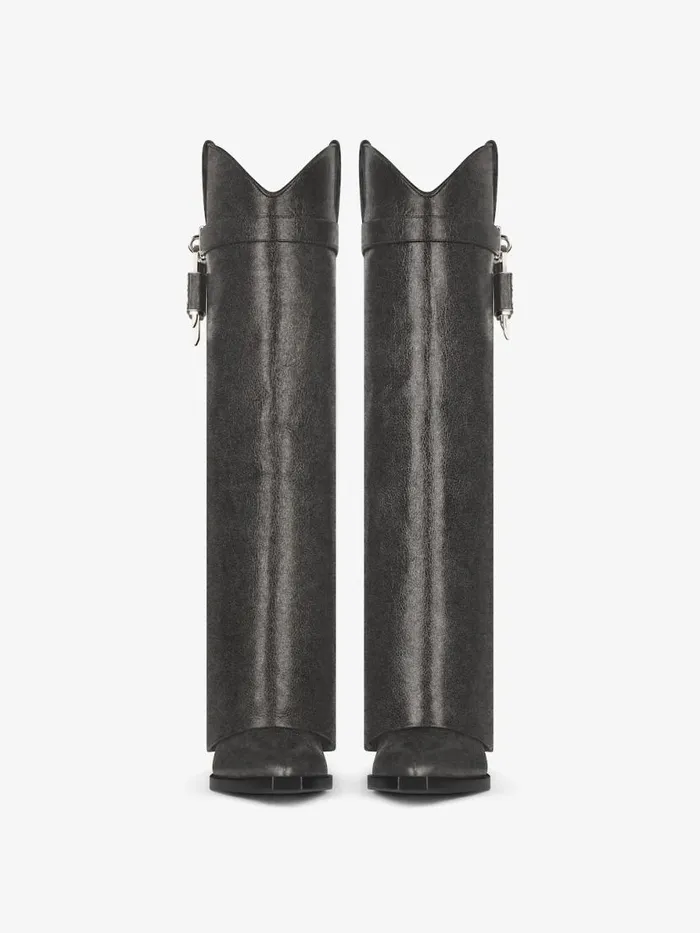 Shark Lock Cowboy Boots In Aged Leather Black Women Givenchy Shark Lock
