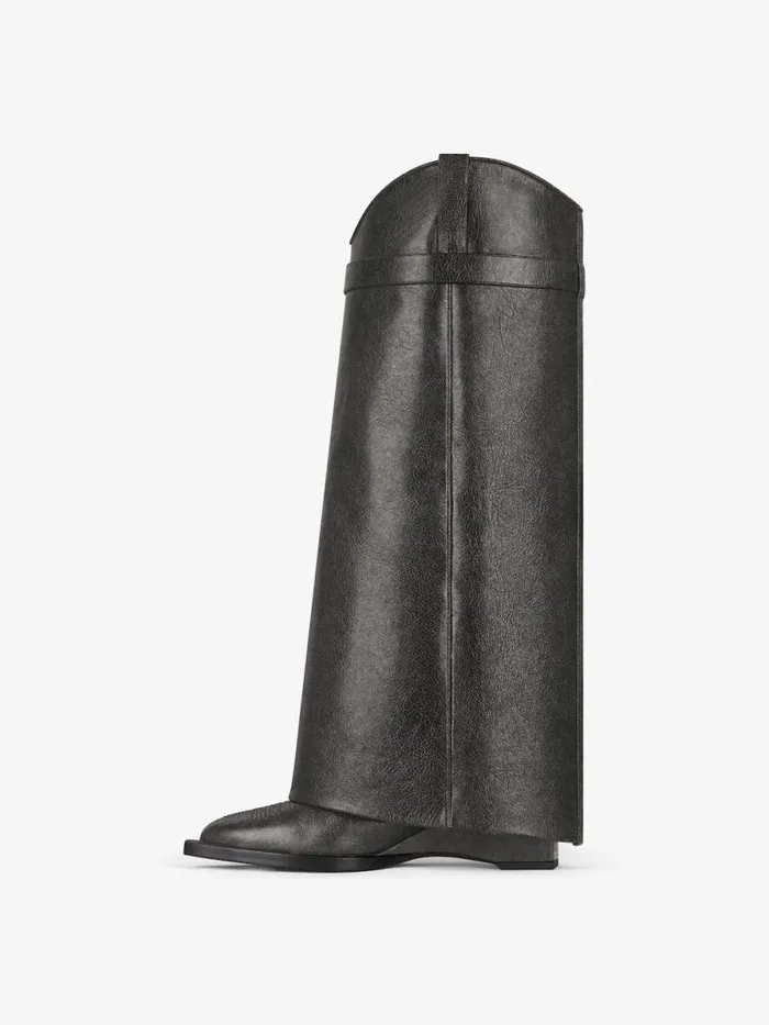 Shark Lock Cowboy Boots In Aged Leather Black Women Givenchy Shark Lock