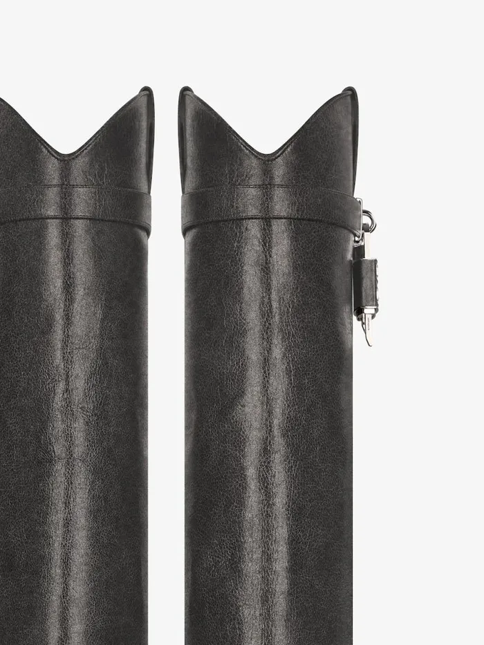Shark Lock Cowboy Boots In Aged Leather Black Women Givenchy Shark Lock