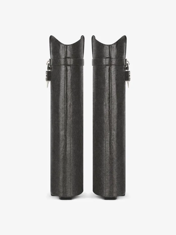 Shark Lock Cowboy Boots In Aged Leather Black Women Givenchy Shark Lock