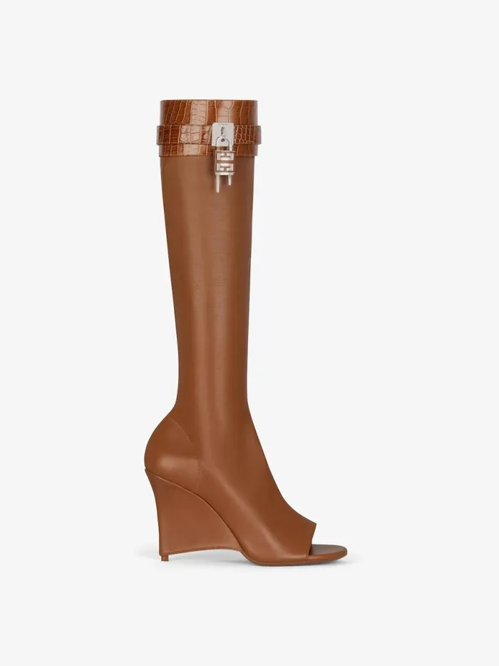 Shark Lock Stiletto Sandal Boots In Leather Chestnut Women Givenchy Shark Lock Shark Lock Stiletto Sandal Boots In Leather Chestnut Women Givenchy Shark Lock