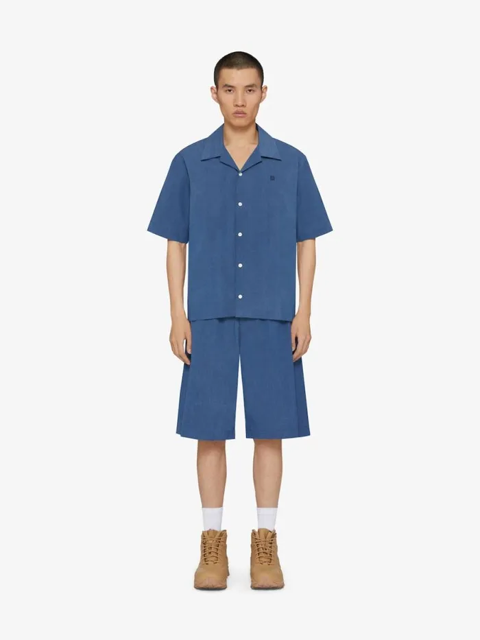Shirt In Ozone Washed Denim Chambray Sky Blue Men Givenchy Shirts