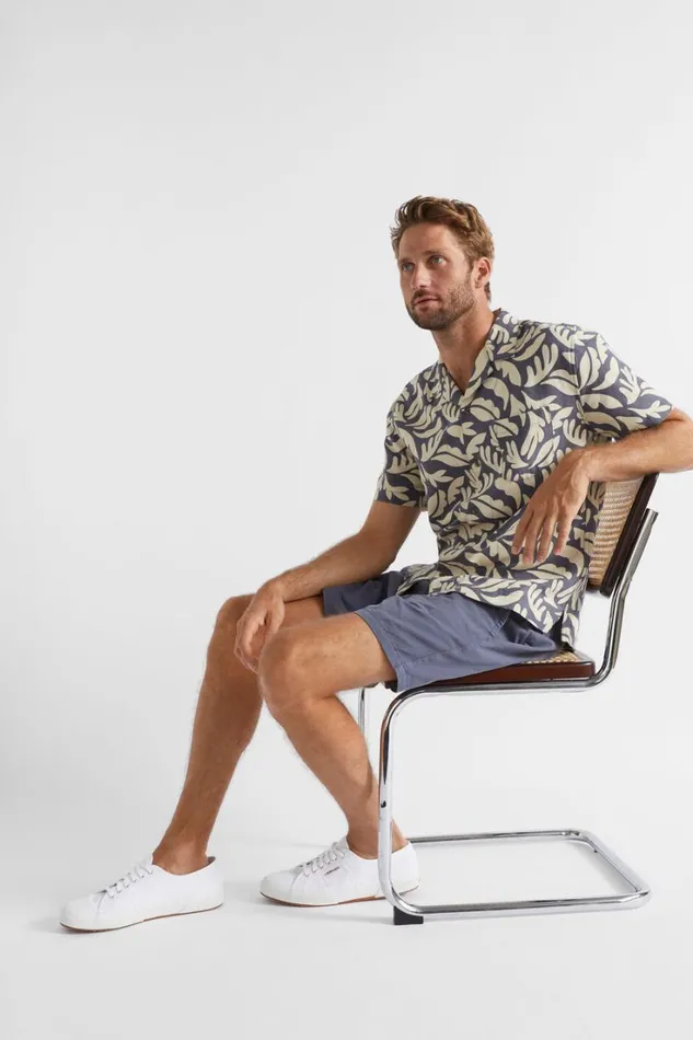 Shirts Man Seed Heritage Floral Resort Shirt Steel Blue Floral