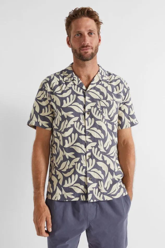 Shirts Man Seed Heritage Floral Resort Shirt Steel Blue Floral