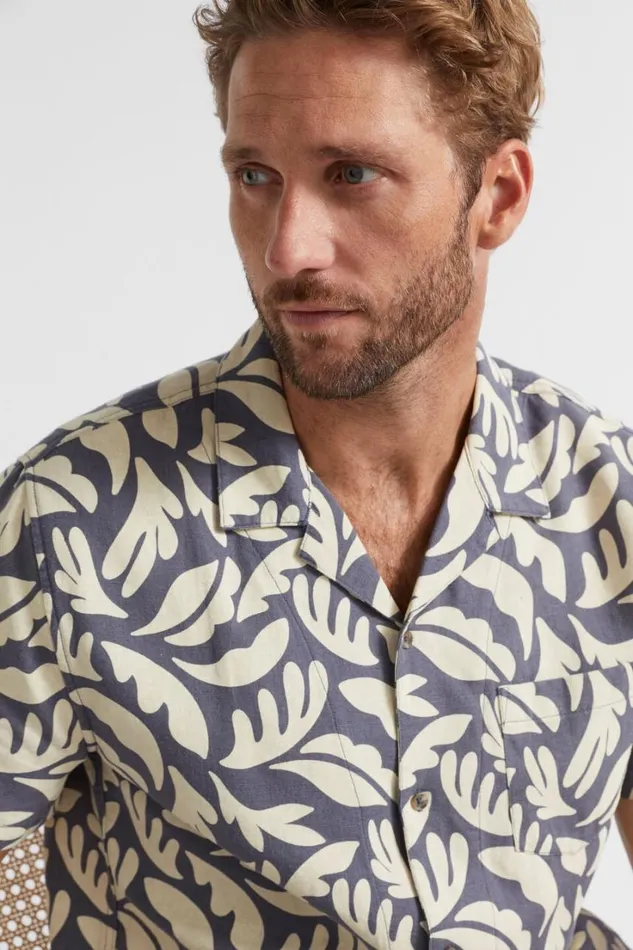 Shirts Man Seed Heritage Floral Resort Shirt Steel Blue Floral