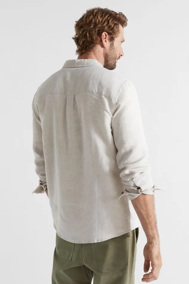 Shirts Man Seed Heritage Linen Shirt Ecru Crossdye