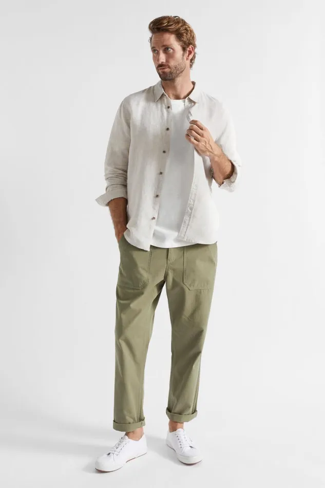 Shirts Man Seed Heritage Linen Shirt Ecru Crossdye
