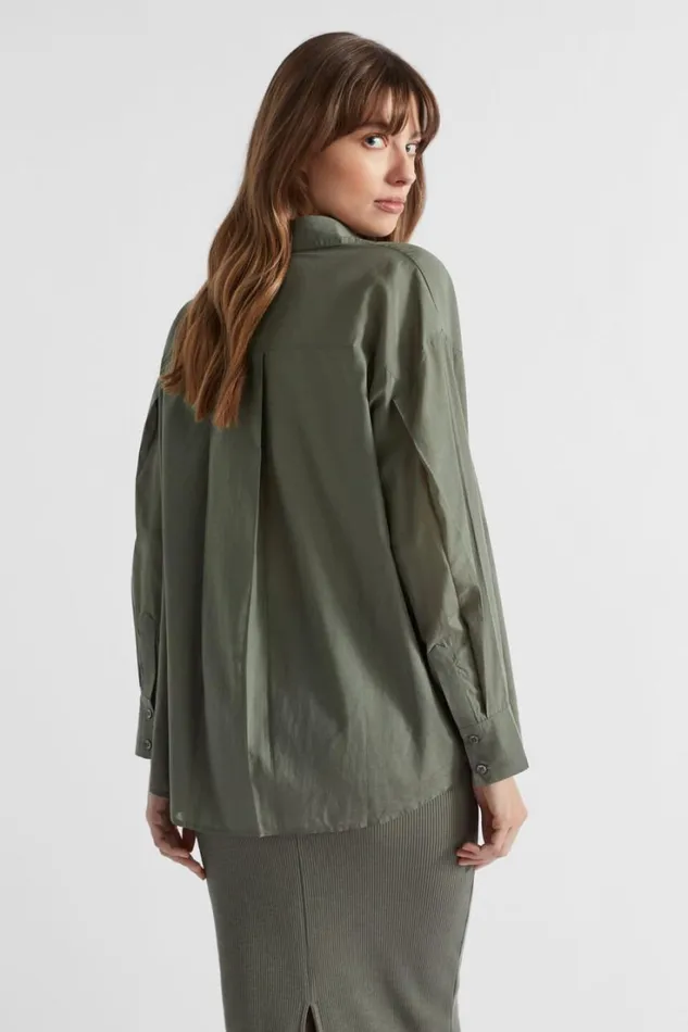 Shirts Woman Seed Heritage Voile Relaxed Shirt Smokey Olive