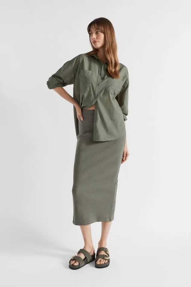 Shirts Woman Seed Heritage Voile Relaxed Shirt Smokey Olive