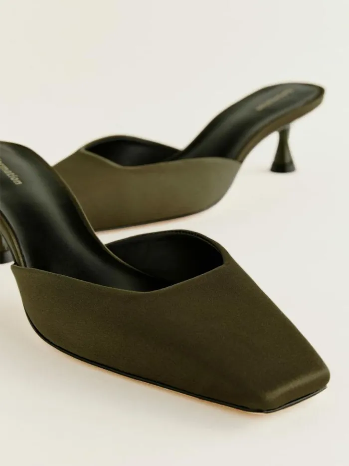 Shoes The Reformation Daniela Kitten Mule Pickle Satin