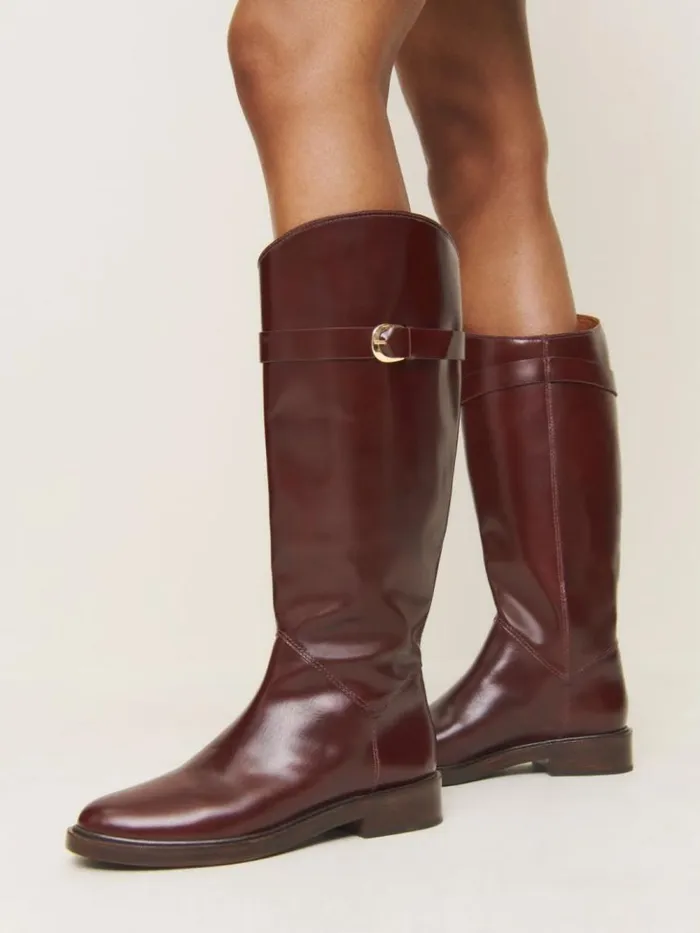 Shoes The Reformation Franklin Knee Boot Ruby Leather