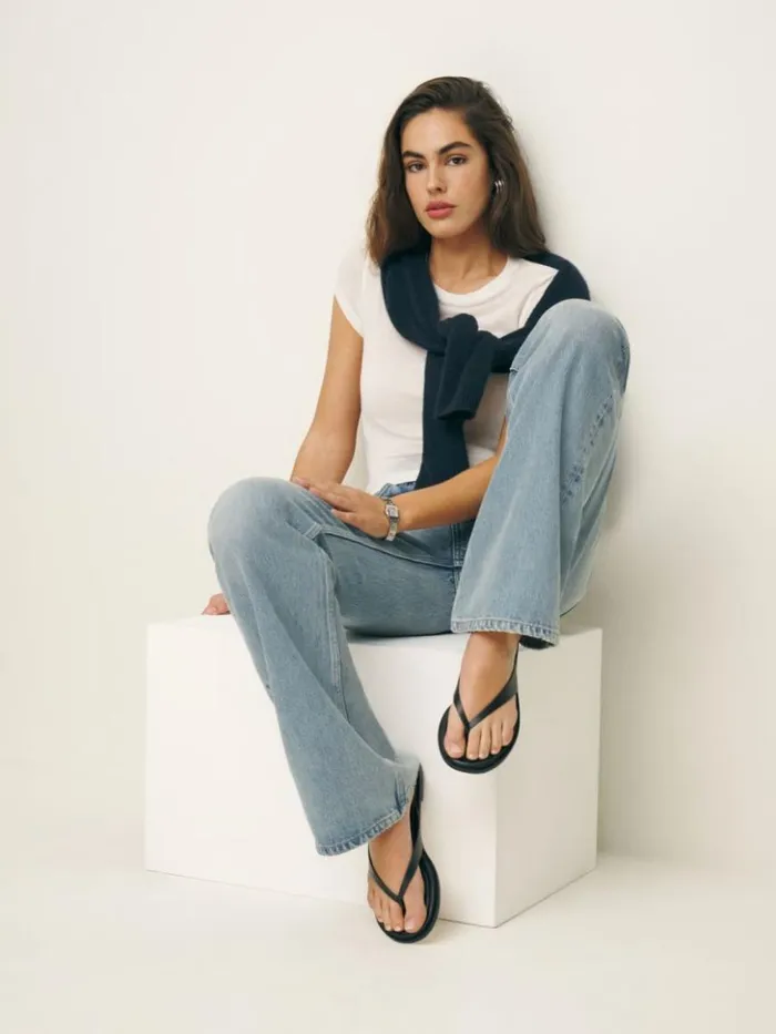 Shoes The Reformation Jessie Thong Sandal Black Black