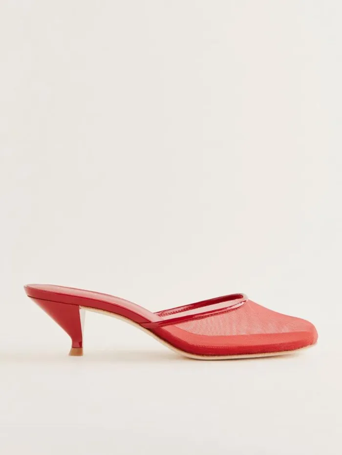 Shoes The Reformation Kalinka Heeled Mule Lipstick Mesh