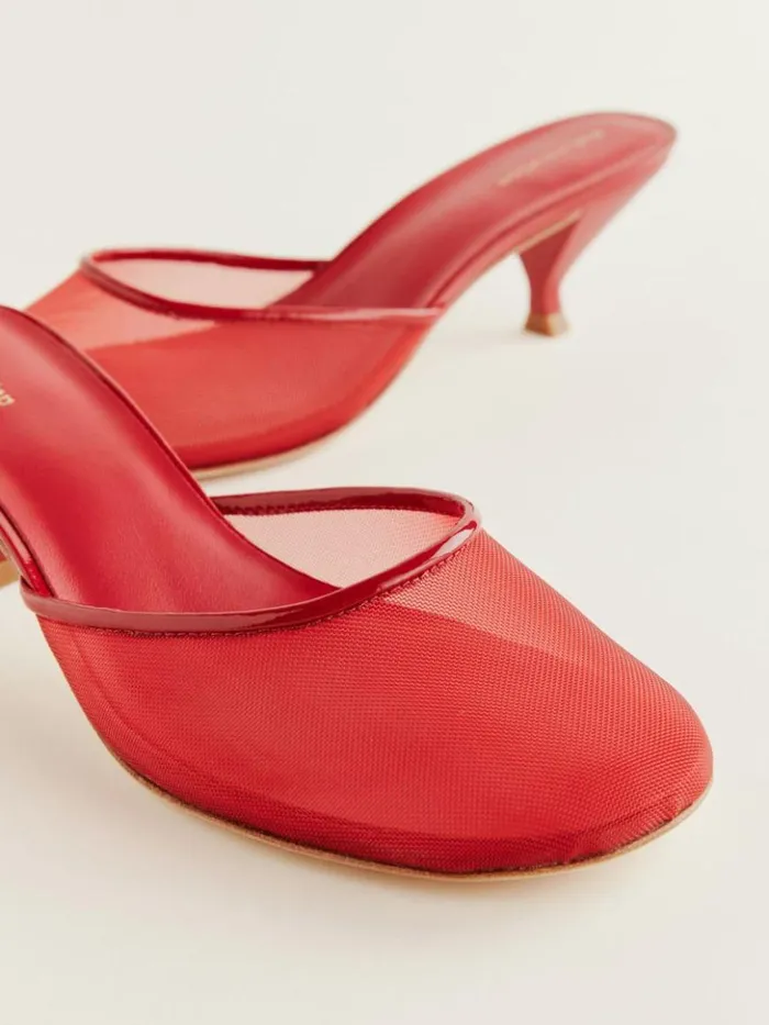 Shoes The Reformation Kalinka Heeled Mule Lipstick Mesh
