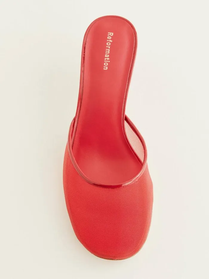 Shoes The Reformation Kalinka Heeled Mule Lipstick Mesh