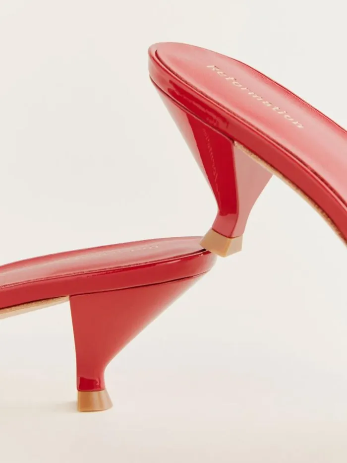 Shoes The Reformation Kalinka Heeled Mule Lipstick Mesh