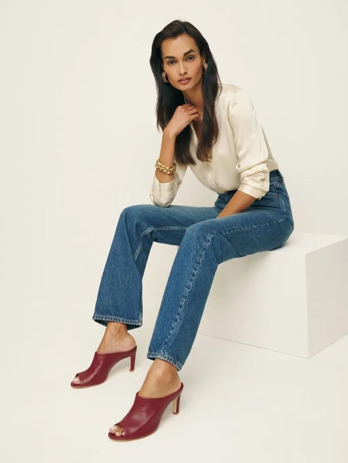 Shoes The Reformation Lydia Heeled Sandal Brick Red Leather