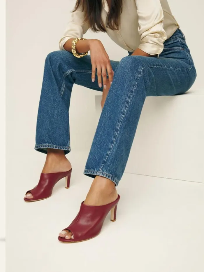 Shoes The Reformation Lydia Heeled Sandal Brick Red Leather