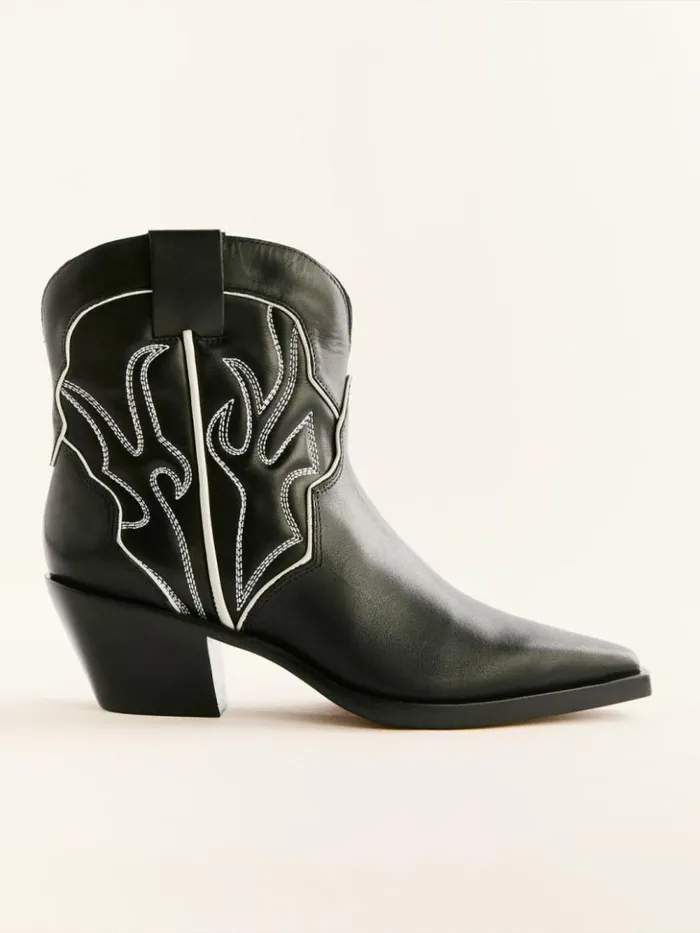 Shoes The Reformation Otto Mini Western Boot Black Ivory
