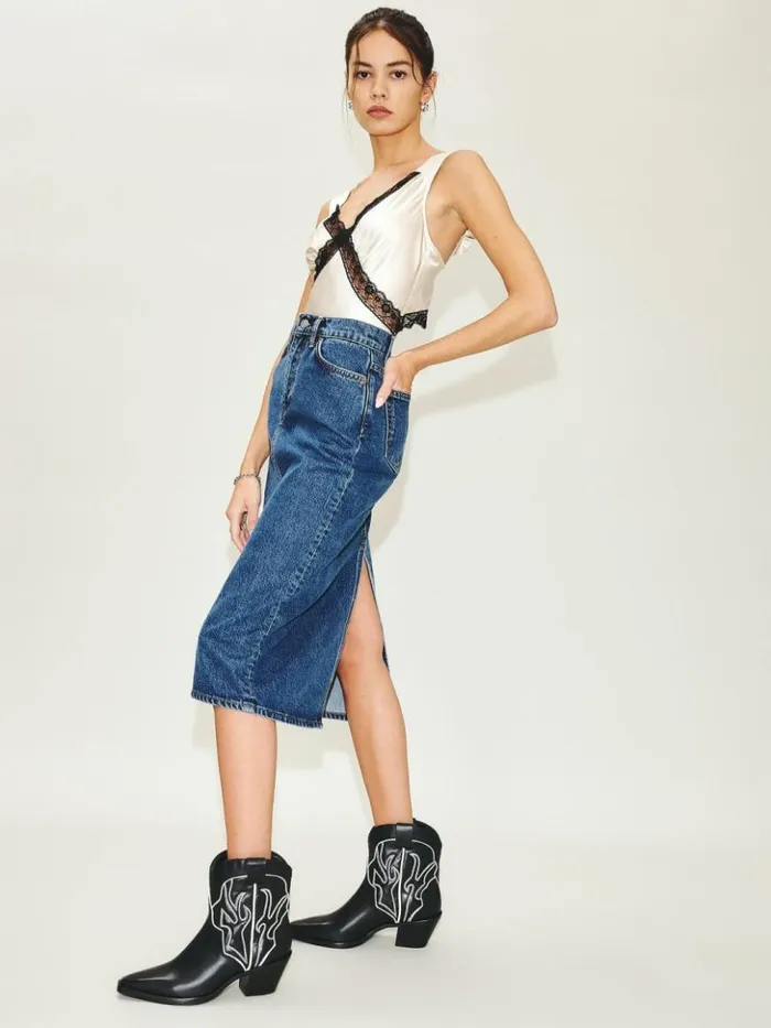 Shoes The Reformation Otto Mini Western Boot Black Ivory