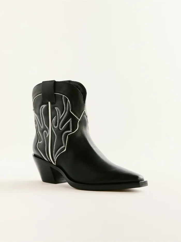Shoes The Reformation Otto Mini Western Boot Black Ivory