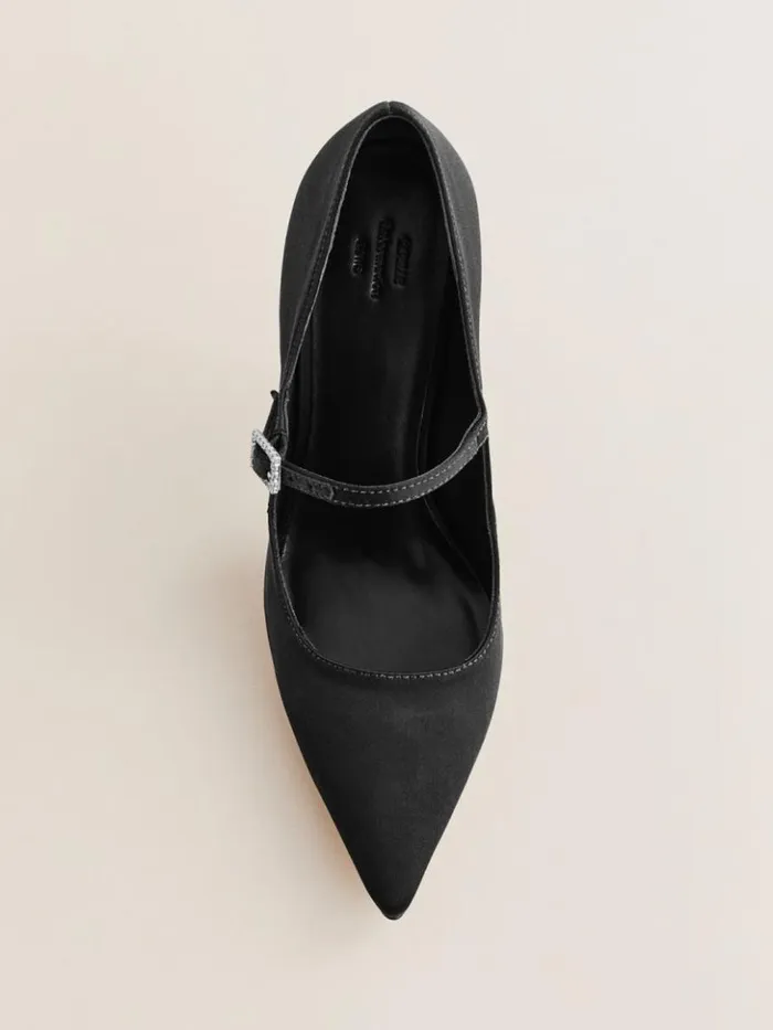 Shoes The Reformation Polly Mary Jane Pump Black Satin
