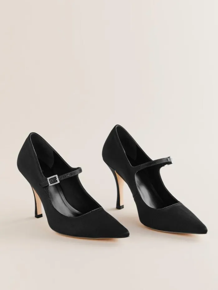 Shoes The Reformation Polly Mary Jane Pump Black Satin