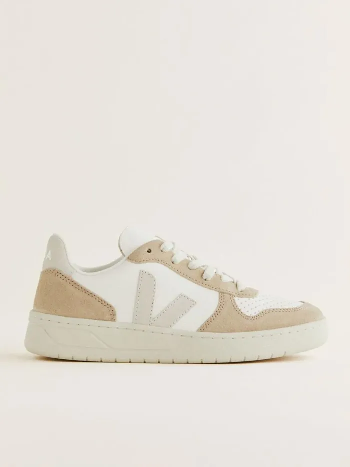 Shoes The Reformation Veja V10 Leather Sneaker Extra White Natural Sahara