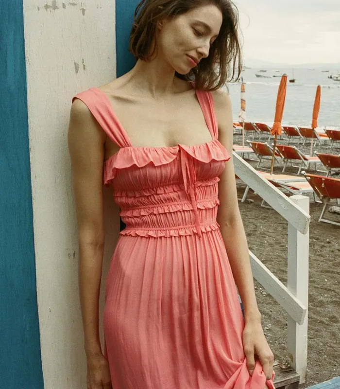 Shop CAROLYNN DRESS Coral Rose DEN Dresses