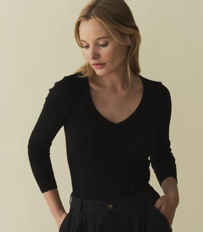 Shop CILLA TEE Black Quelle Jolie Pointelle DEN Tees