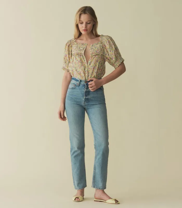 Shop FARLEY TOP Chrysanthemum Sky Floral DEN Tops