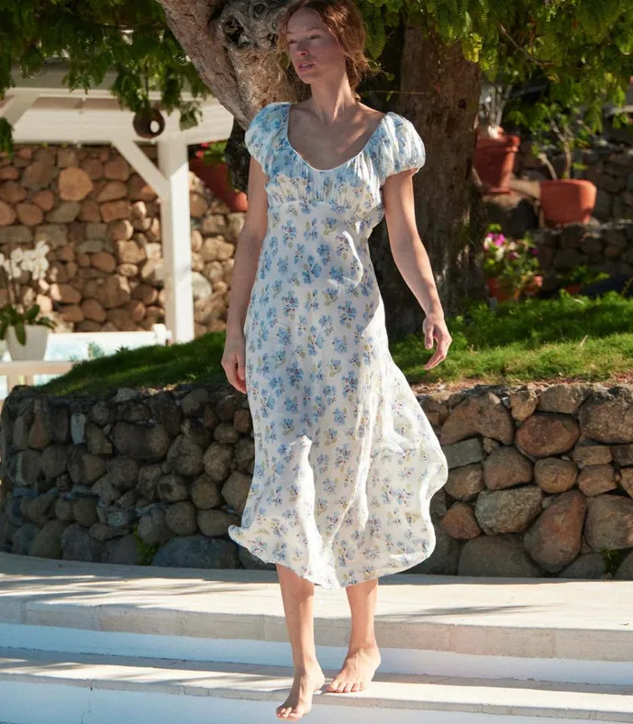 Shop FLORENCIA DRESS Bleu Frolicking Floral DEN Dresses