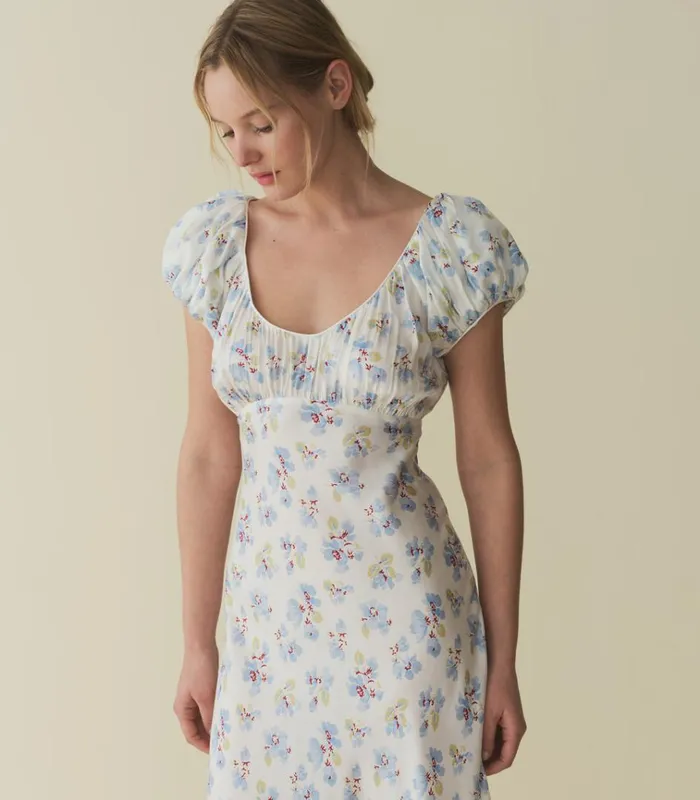 Shop FLORENCIA DRESS Bleu Frolicking Floral DEN Dresses