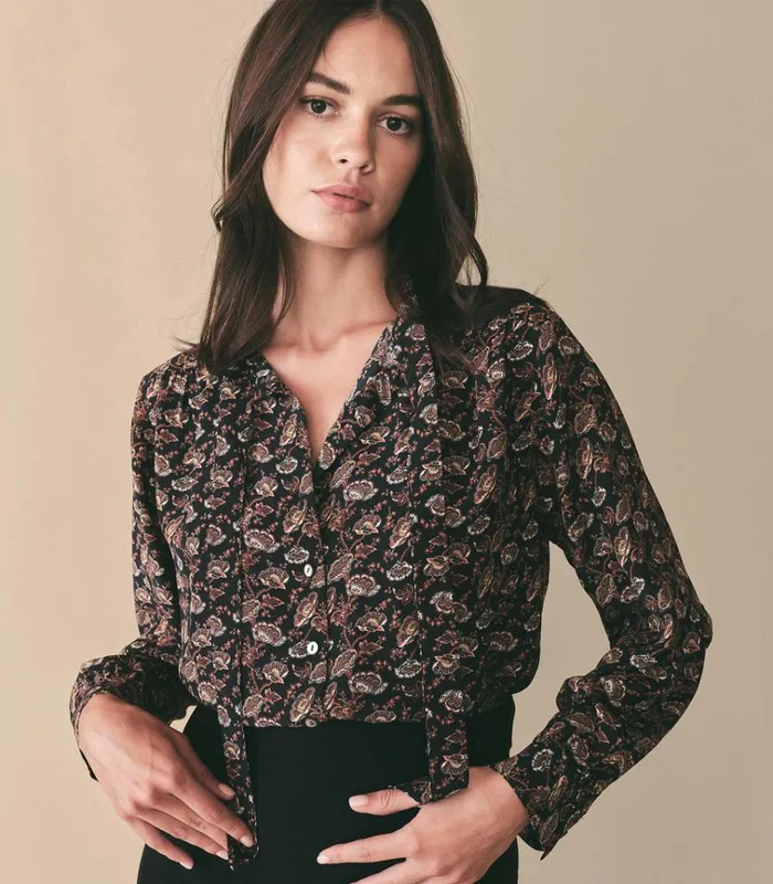 Shop JUDITH TOP Navy Arbor Rose Floral DEN Tops