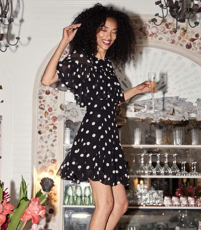 Shop KAYLIN DRESS Noir Solstice Sky Dot DEN Dresses