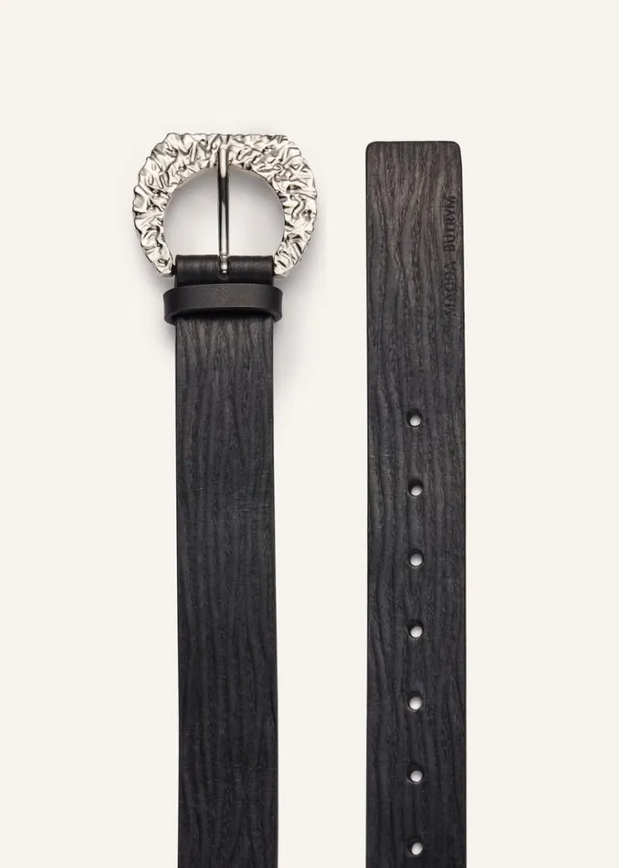 Shop Magda Butrym Accessories Sculpted Buckle Belt In Embossed Leather