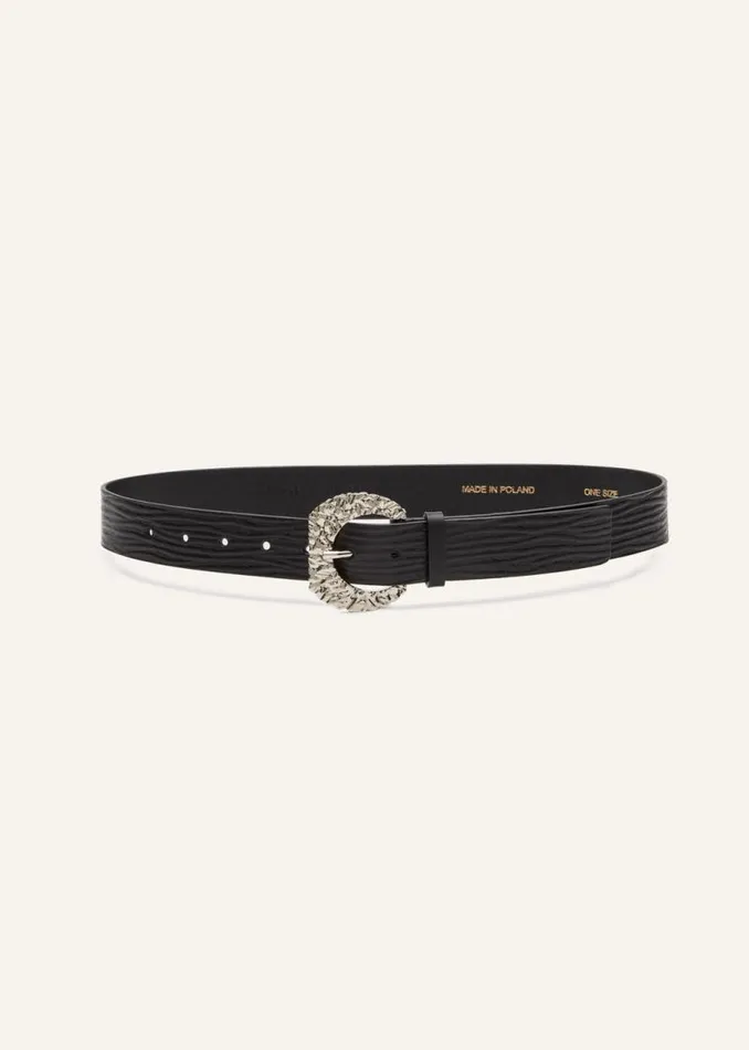 Shop Magda Butrym Accessories Sculpted Buckle Belt In Embossed Leather Shop Magda Butrym Accessories Sculpted Buckle Belt In Embossed Leather