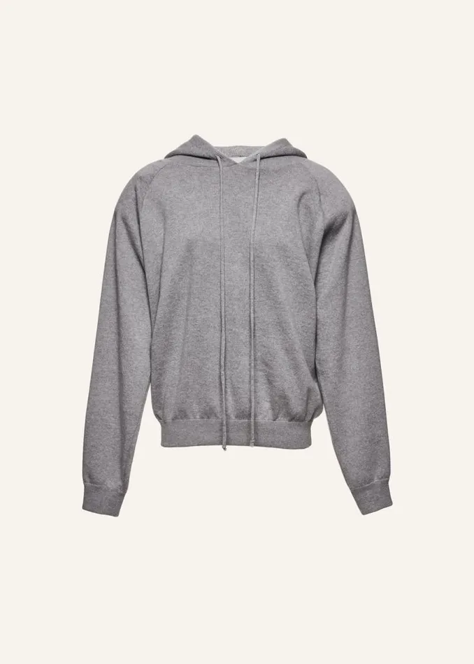 Shop Magda Butrym Basics Hooded Knit Sweater In Grey