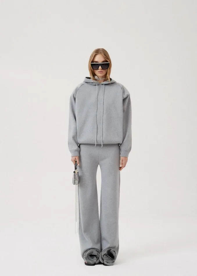 Shop Magda Butrym Basics Hooded Knit Sweater In Grey Shop Magda Butrym Basics Hooded Knit Sweater In Grey