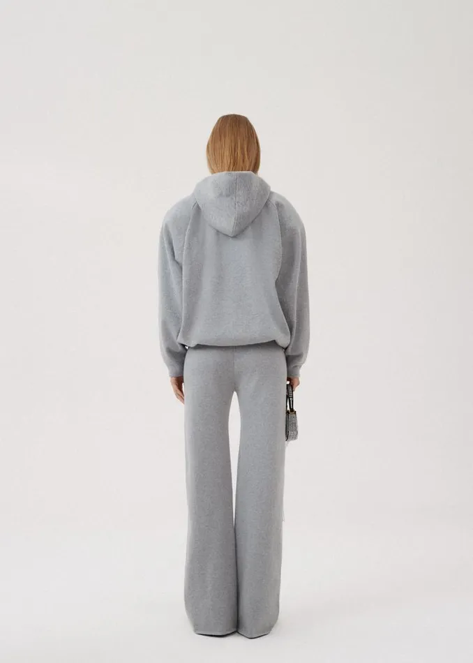 Shop Magda Butrym Basics Hooded Knit Sweater In Grey Shop Magda Butrym Basics Hooded Knit Sweater In Grey