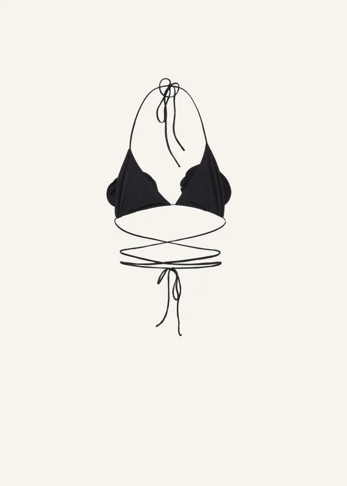Shop Magda Butrym Beachwear Floral Strappy Triangle Bikini Top In Black Shop Magda Butrym Beachwear Floral Strappy Triangle Bikini Top In Black