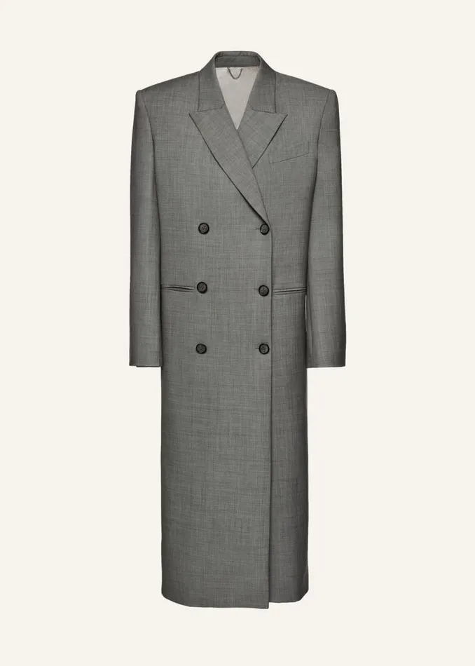 Shop Magda Butrym Coats And Jackets Long Classic Wool Coat In Grey