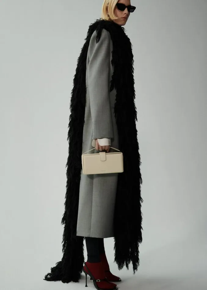 Shop Magda Butrym Coats And Jackets Long Classic Wool Coat In Grey Shop Magda Butrym Coats And Jackets Long Classic Wool Coat In Grey