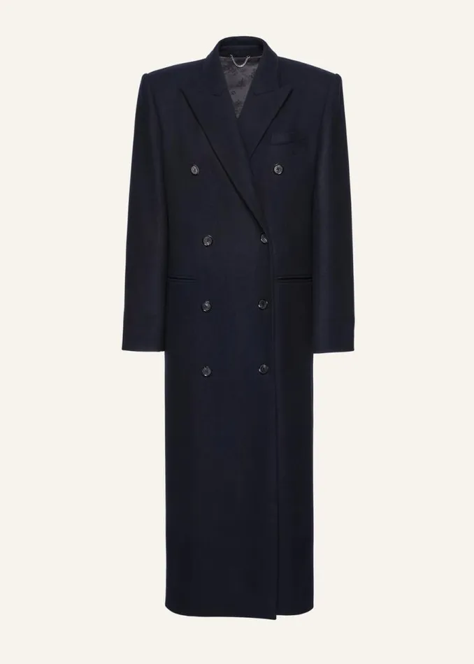 Shop Magda Butrym Coats And Jackets Long Classic Wool Coat In Navy