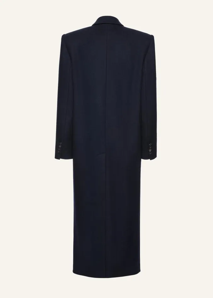 Shop Magda Butrym Coats And Jackets Long Classic Wool Coat In Navy Shop Magda Butrym Coats And Jackets Long Classic Wool Coat In Navy