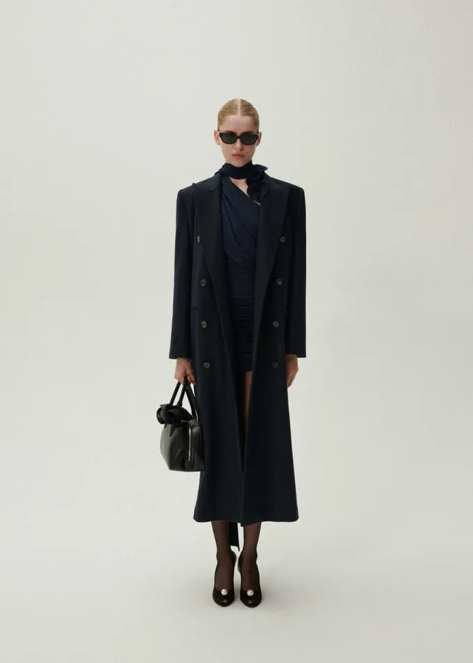 Shop Magda Butrym Coats And Jackets Long Classic Wool Coat In Navy Shop Magda Butrym Coats And Jackets Long Classic Wool Coat In Navy